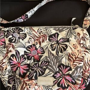 Vera Bradley Cream Floral Quilted Crossbody with Pink, Black & Gray Accents